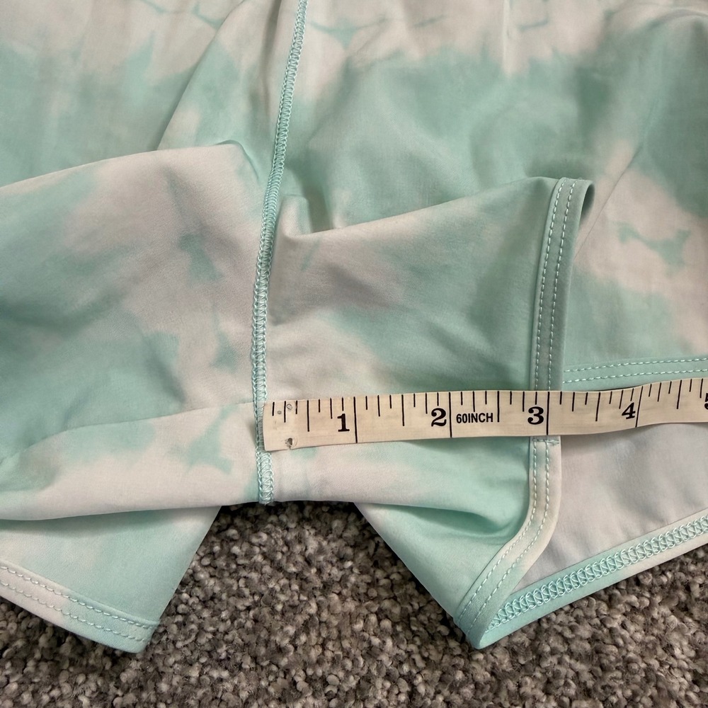 Lorna Jane Uniquely Mint Green Tie Dye Running Shorts Medium Side Zip Pocket - Picture 10 of 10